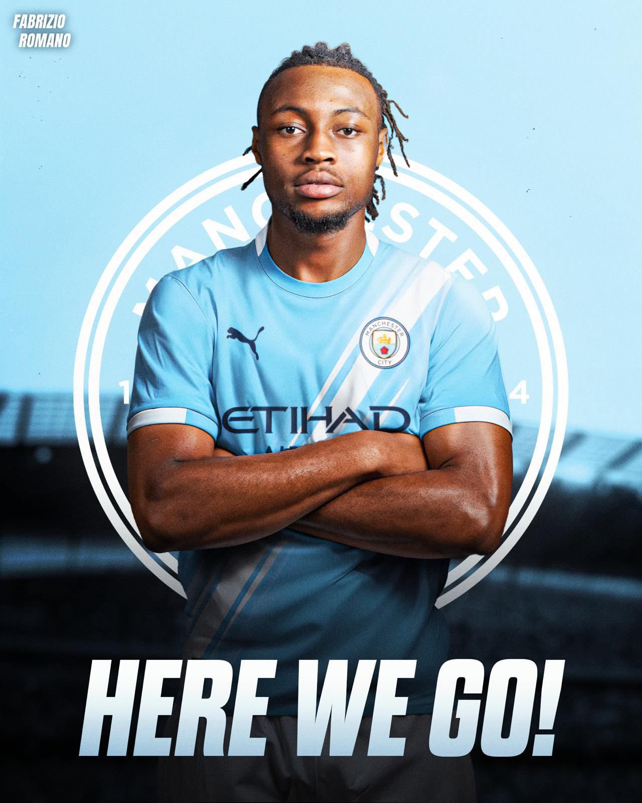 Semenyo trong màu áo Manchester City sau khi ký hợp đồng dài hạn.